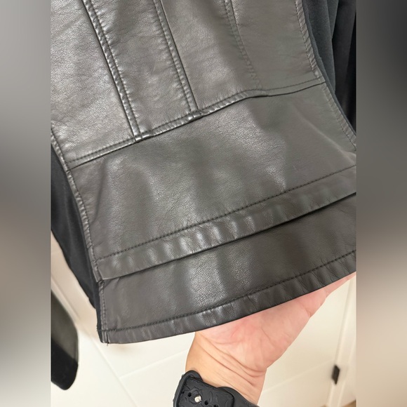 Black faux Leather Moto Jacket with Silver Hardware - Picture 10 of 14